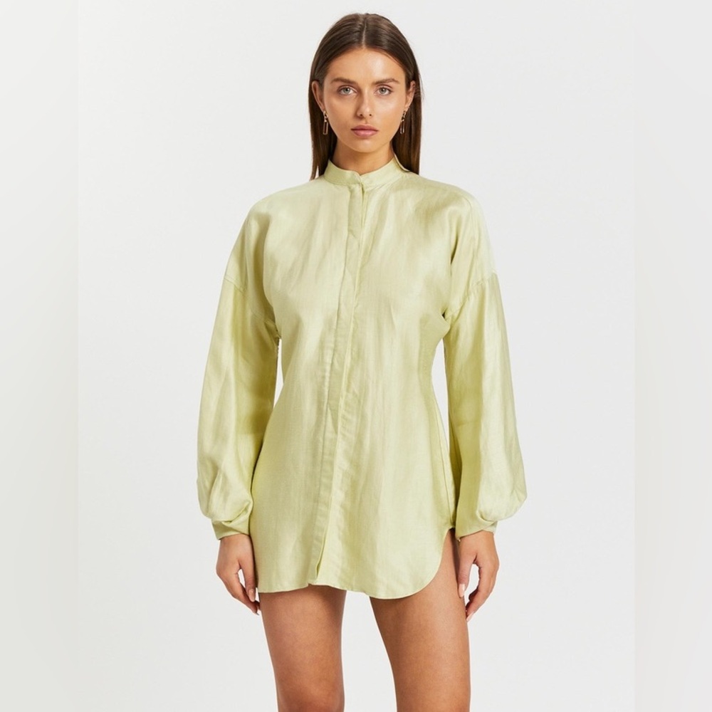 BONDI BORN Bretagne satin-twill mini shirt dress